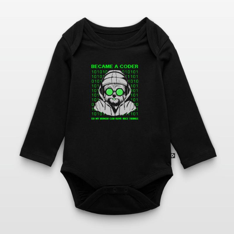 Became a Coder – Cyber Dog Binary Organic Longsleeve Baby Bodysuit