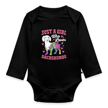Dachshund - Organic Longsleeve Baby Bodysuit - black - Front