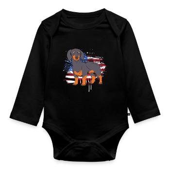 Dachshund - Organic Longsleeve Baby Bodysuit - black - Front