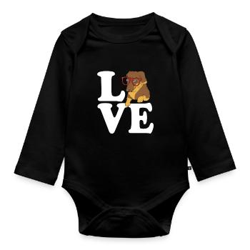 Dachshund - Organic Longsleeve Baby Bodysuit - black - Front