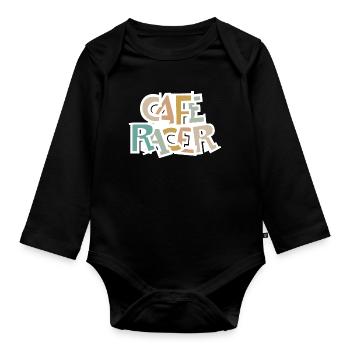 Caferacer rétro moto vintage motard icône logo - Body Bébé bio manches longues - noir - Devant