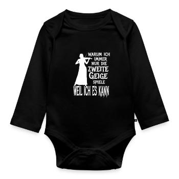 Zweite Geige Violine Klassik Orchester Musiker - Baby Bio-Langarm-Body - Schwarz - Vorne