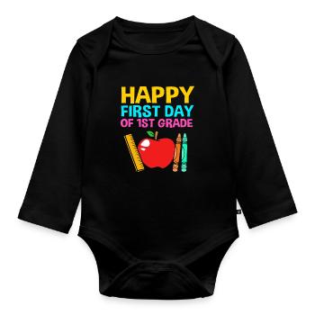 First Year - Organic Longsleeve Baby Bodysuit - black - Front