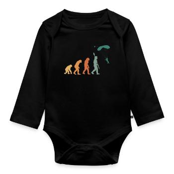 Evolution Retro Gleitschirmfliegen - Baby Bio-Langarm-Body - Schwarz - Vorne