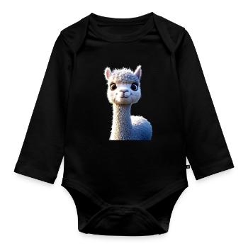 Alpaca Sweet Llama Farm Life Is Better With Alpacas - Organic Longsleeve Baby Bodysuit - black - Front