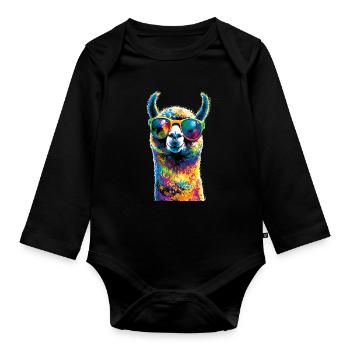 Alpaca Sweet Llama Farm Life Is Better With Alpacas - Organic Longsleeve Baby Bodysuit - black - Front