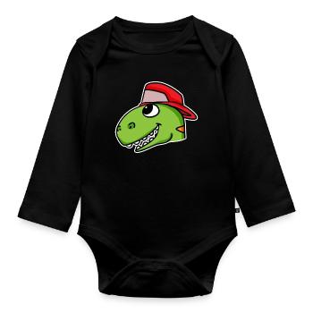 Dinosaur Head Dino - Organic Longsleeve Baby Bodysuit - black - Front