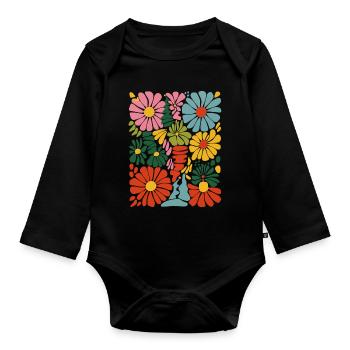 Lebendige blumige Explosion - Baby Bio-Langarm-Body - Schwarz - Vorne