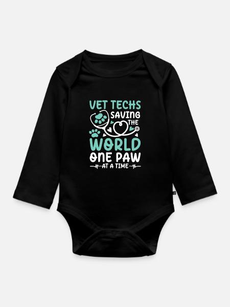 Vet Techs Saving The World One Paw At A Time - Baby Bio-Langarm-Body - Schwarz