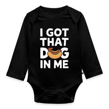 Lustiger Hot Dog Dackel - Baby Bio-Langarm-Body - Schwarz - Vorne