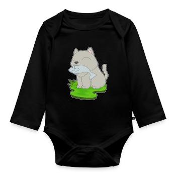 Pêche au chat pêcheur - Body Bébé bio manches longues - noir - Devant