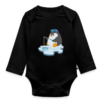 Canne à pêche Penguin Angler Canne à pêche - Body Bébé bio manches longues - noir - Devant