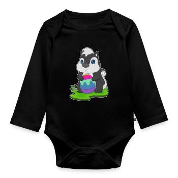 Stinktier Ostern Osterei - Baby Bio-Langarm-Body - Schwarz - Vorne