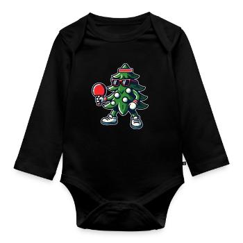 Table Tennis Christmas Tree Costume Christmas Tree - Organic Longsleeve Baby Bodysuit - black - Front