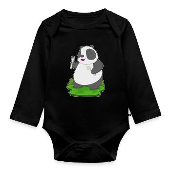 Cuisine de la cuisine de la cutanière Panda - Body Bébé bio manches longues - noir - Devant
