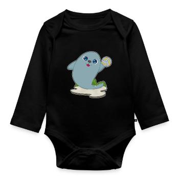 Seal Volleyball Player Volleyball - Organic Longsleeve Baby Bodysuit - black - Front