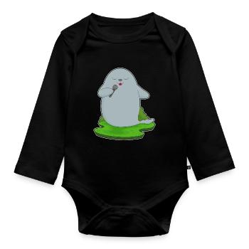 Seal Singer Microphone Singing - Organic Longsleeve Baby Bodysuit - black - Front