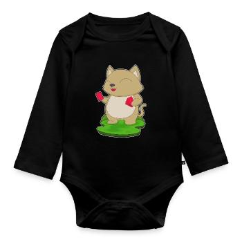 Cat Poker Poker Cards - Organic Longsleeve Baby Bodysuit - black - Front