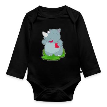 Nashorn Poker Pokerkarten - Baby Bio-Langarm-Body - Schwarz - Vorne