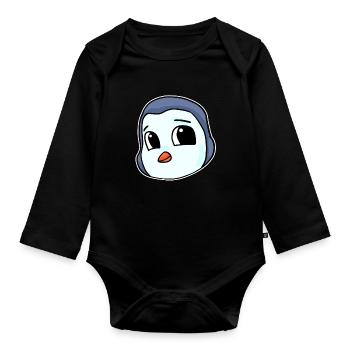Pinguin Kopf Vogel Seevogel - Baby Bio-Langarm-Body - Schwarz - Vorne