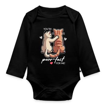 You're Purr-fect for Me, Cute Cats Valentine's Day - Organic Longsleeve Baby Bodysuit - black - Front