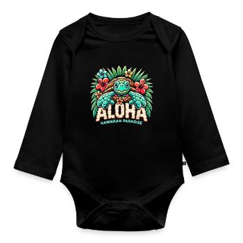 Aloha Turtle Hawaii Paradise Gift - Organic Longsleeve Baby Bodysuit - black - Front