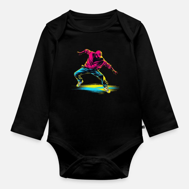 Breakdance Rétrowave - Body Bébé bio manches longues - noir