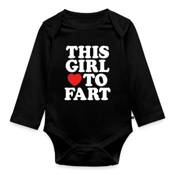 I Love To Fart Funny Joke farting Sayings - Organic Longsleeve Baby Bodysuit - black - Front