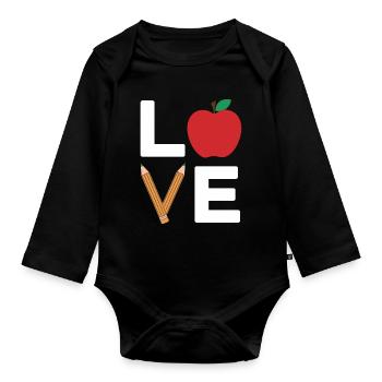 Typographie de l’Apple Pencil d’amour - Body Bébé bio manches longues - noir - Devant