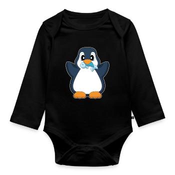 Pinguin Fisch - Baby Bio-Langarm-Body - Schwarz - Vorne