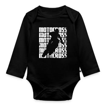 Motocross Grafik - Baby Bio-Langarm-Body - Schwarz - Vorne