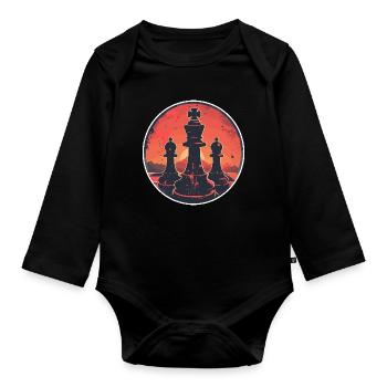 Oldschool Chess Pieces - Organic Longsleeve Baby Bodysuit - black - Front