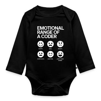 Gamme émotionnelle d’un codeur - Body Bébé bio manches longues - noir - Devant