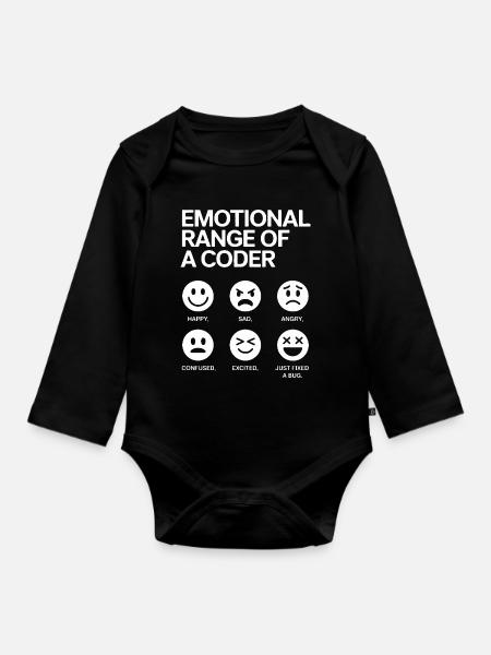 Gamme émotionnelle d’un codeur - Body Bébé bio manches longues - noir