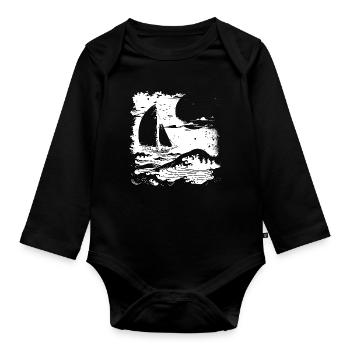 Dessin de voile - Body Bébé bio manches longues - noir - Devant