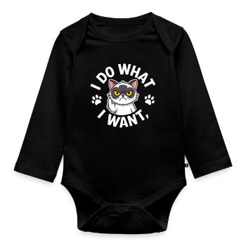 Je fais ce que je veux - Body Bébé bio manches longues - noir - Devant
