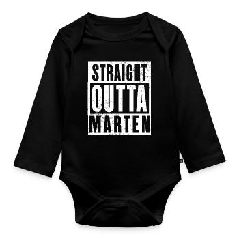 Dortmund Marten, Stadtteil, Ruhrgebiet, Ruhrpott - Baby Bio-Langarm-Body - Schwarz - Vorne