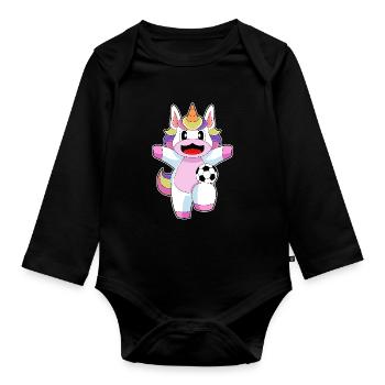 Unicorn Soccer Player Soccer - Organic Longsleeve Baby Bodysuit - black - Front
