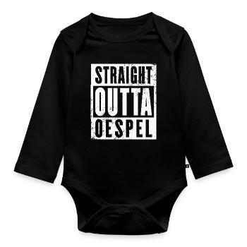 Oespel, Ruhrgebiet, Ruhrpott, echter Oespeler - Baby Bio-Langarm-Body - Schwarz - Vorne
