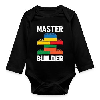 Brick Builder Brick Building Master Builder - Organic Longsleeve Baby Bodysuit - black - Front