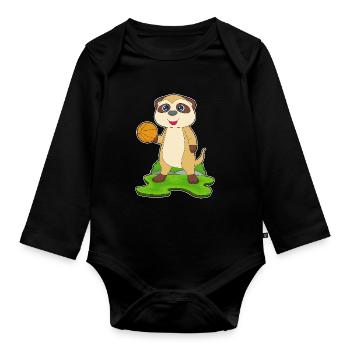 Erdmännchen Basketballspieler Basketball - Baby Bio-Langarm-Body - Schwarz - Vorne