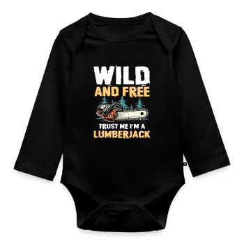 Sauvage et libre Fais-moi confiance, je suis un bûcheron - Body Bébé bio manches longues - noir - Devant