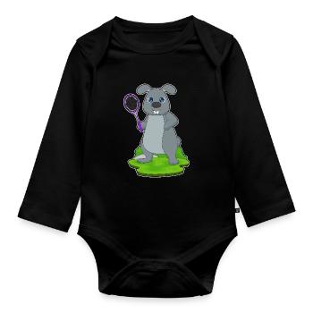 Rabbit Tennis Rackets - Organic Longsleeve Baby Bodysuit - black - Front