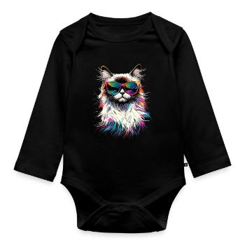 Ragdoll Katze Ragdollkatze Cat Süße Ragdoll Katzen - Baby Bio-Langarm-Body - Schwarz - Vorne