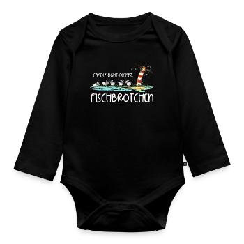 Candle Light Dinner Fischbrötchen Meer Spruch - Baby Bio-Langarm-Body - Schwarz - Vorne