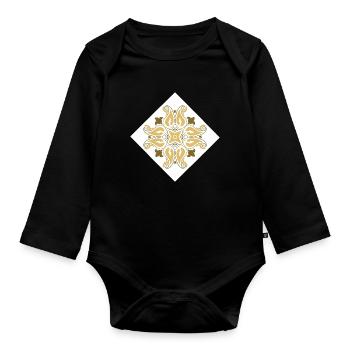 orientalisches Muster Marokko Brauntöne - Baby Bio-Langarm-Body - Schwarz - Vorne