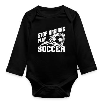 Arrêtez de vous disputer lors du match de football - Body Bébé bio manches longues - noir - Devant