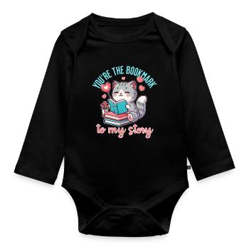 Tu es le marque-page de mon histoire - Body Bébé bio manches longues - noir - Devant