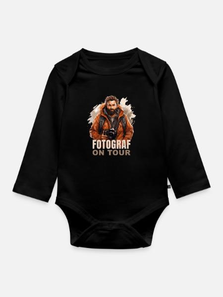 Fotograf on Tour - Baby Bio-Langarm-Body - Schwarz