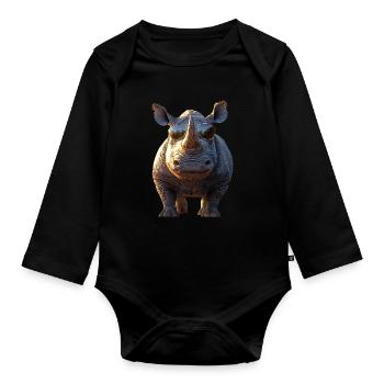 Rhino Rhinoceros Africa Safari Rhinos Rhino - Organic Longsleeve Baby Bodysuit - black - Front